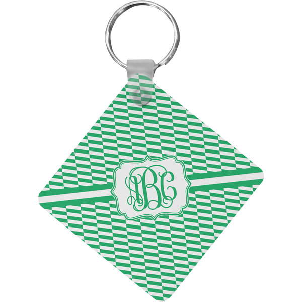 Custom Zig Zag Diamond Plastic Keychain w/ Monogram