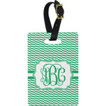 Zig Zag Plastic Luggage Tag - Rectangular w/ Monogram