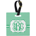 Zig Zag Plastic Luggage Tag - Square w/ Monogram