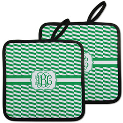 Zig Zag Pot Holders - Set of 2 w/ Monogram