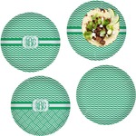 Zig Zag Set of 4 Glass Lunch / Dinner Plate 10" (Personalized)