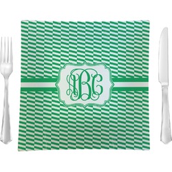 Zig Zag 9.5" Glass Square Lunch / Dinner Plate- Single or Set of 4 (Personalized)