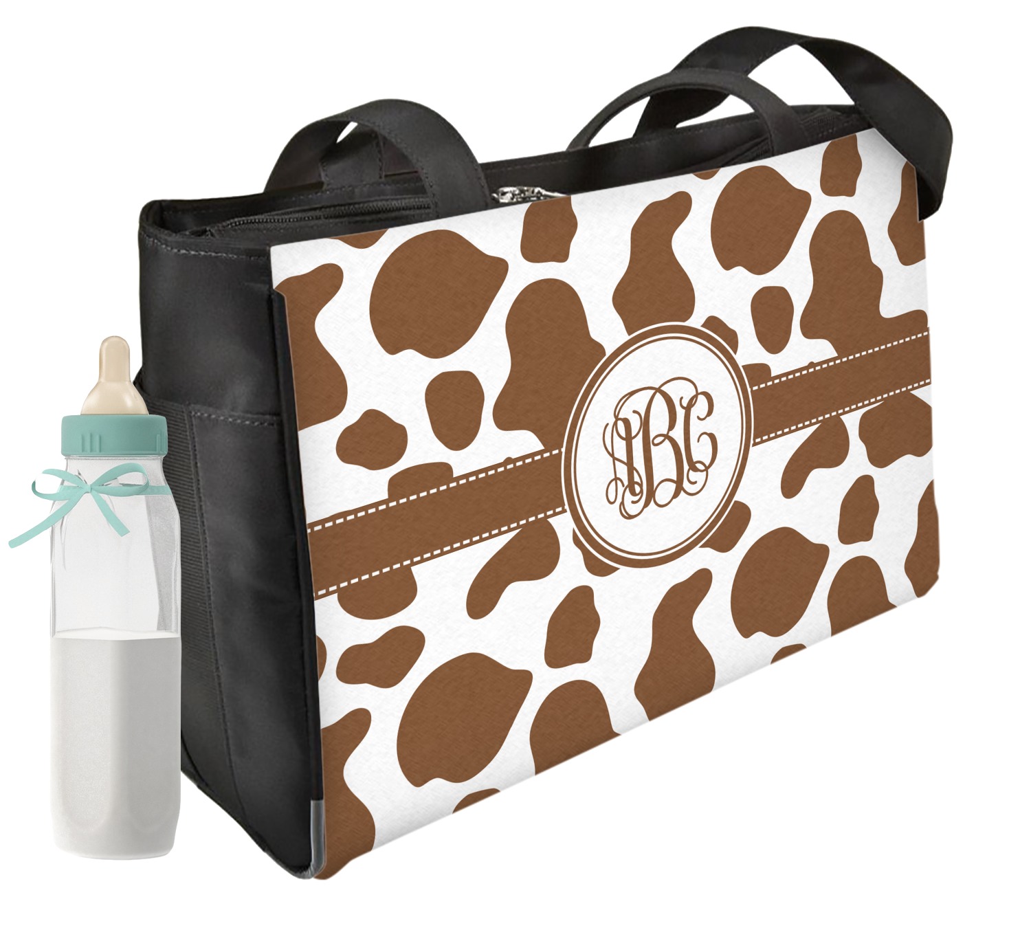 Cow Print Diaper Bag w/ Monogram - YouCustomizeIt