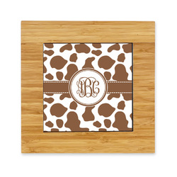Cow Print Bamboo Trivet with Ceramic Tile Insert (Personalized)