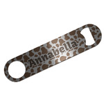 Cow Print Bar Bottle Opener - Silver w/ Monogram