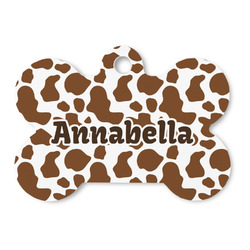 Cow Print Bone Shaped Dog ID Tag - Large (Personalized)