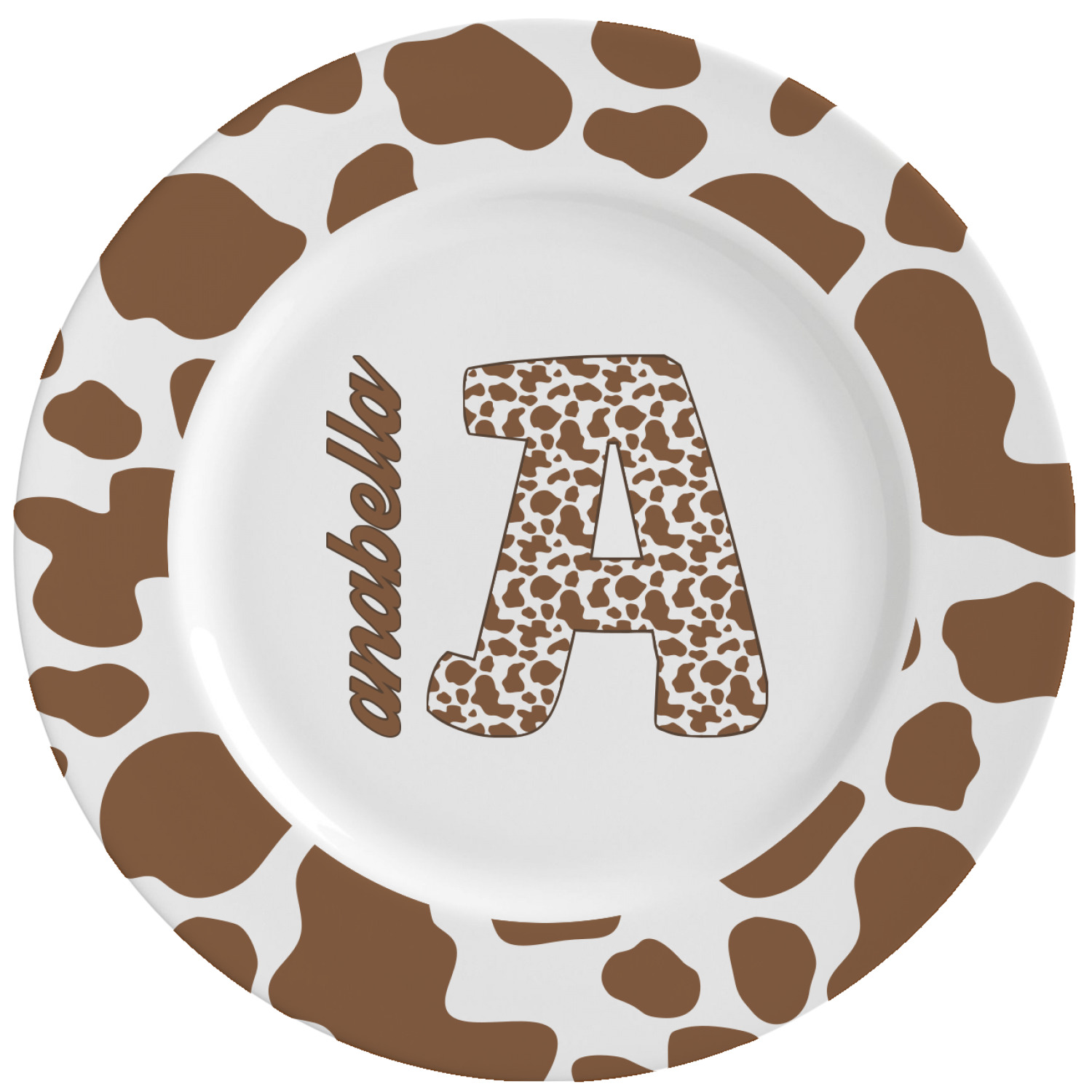 Cow Print Ceramic Dinner Plates (Set of 4) (Personalized) - YouCustomizeIt