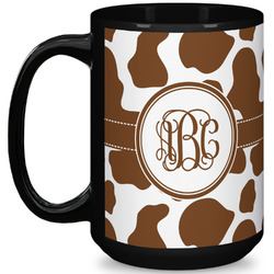 Cow Print 15 Oz Coffee Mug - Black (Personalized)