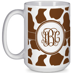 Cow Print 15 Oz Coffee Mug - White (Personalized)