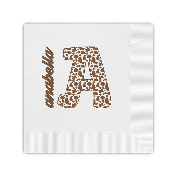 Custom Cow Print Coined Cocktail Napkins (Personalized)