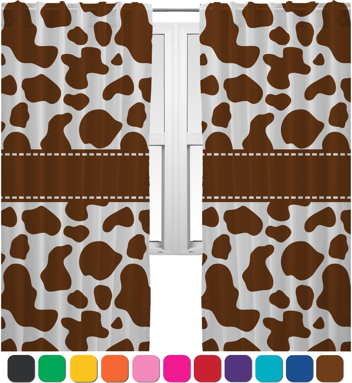 Cow Print Curtains 20"x63" Panels Unlined (2 Panels Per Set