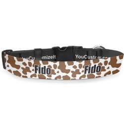 Cow Print Deluxe Dog Collar - Large (13" to 21") (Personalized)