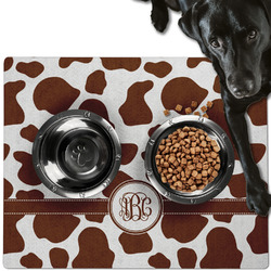 Cow Print Dog Food Mat - Large w/ Monogram