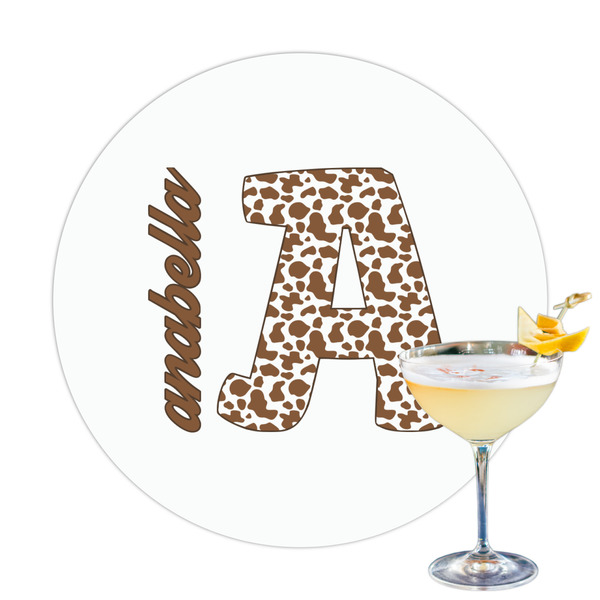 Custom Cow Print Printed Drink Topper - 3.25" (Personalized)