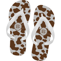 Cow Print Flip Flops - Medium (Personalized)