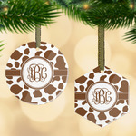 Cow Print Flat Glass Ornament w/ Monogram