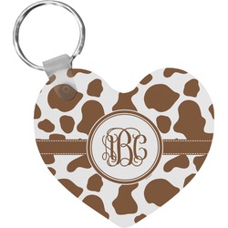 Cow Print Heart Plastic Keychain w/ Monogram