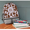 Cow Print Large Backpack - Gray - On Desk