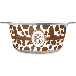 Cow Print Stainless Steel Dog Bowl - Large (Personalized)