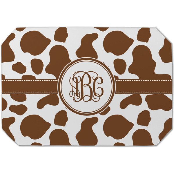 Custom Cow Print Dining Table Mat - Octagon (Single-Sided) w/ Monogram