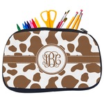 Cow Print Neoprene Pencil Case - Medium w/ Monogram