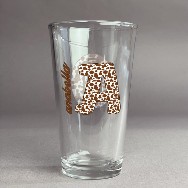 Custom Cow Print Pint Glass - Full Color Logo (Personalized)