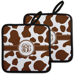 Cow Print Pot Holders - Set of 2 w/ Monogram