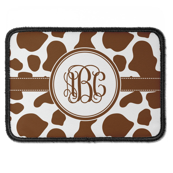 Custom Cow Print Iron On Rectangle Patch w/ Monogram