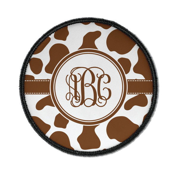 Custom Cow Print Iron On Round Patch w/ Monogram