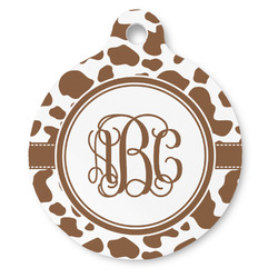 Cow Print Round Pet ID Tag - Large (Personalized)