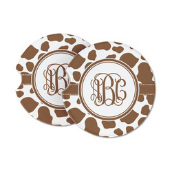 Cow Print Sandstone Car Coasters - Set of 2 (Personalized)