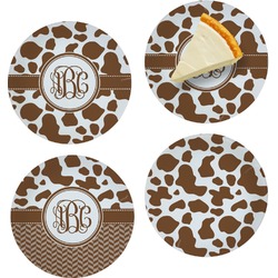 Cow Print Set of 4 Glass Appetizer / Dessert Plate 8" (Personalized)