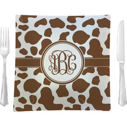 Cow Print Glass Square Lunch / Dinner Plate 9.5" (Personalized)