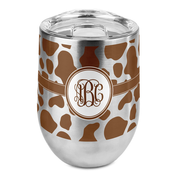 Custom Cow Print Stemless Wine Tumbler - Full Print (Personalized)