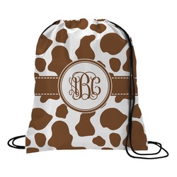 Cow Print Drawstring Backpack - Medium (Personalized)