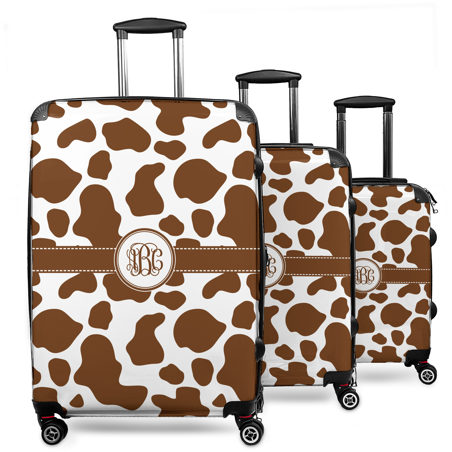 cow print luggage