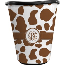 Cow Print Waste Basket - Double Sided (Black) (Personalized)