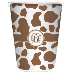 Cow Print Waste Basket - Single Sided (White) (Personalized)