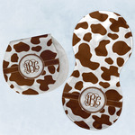 Cow Print Burp Pads - Velour - Set of 2 w/ Monogram