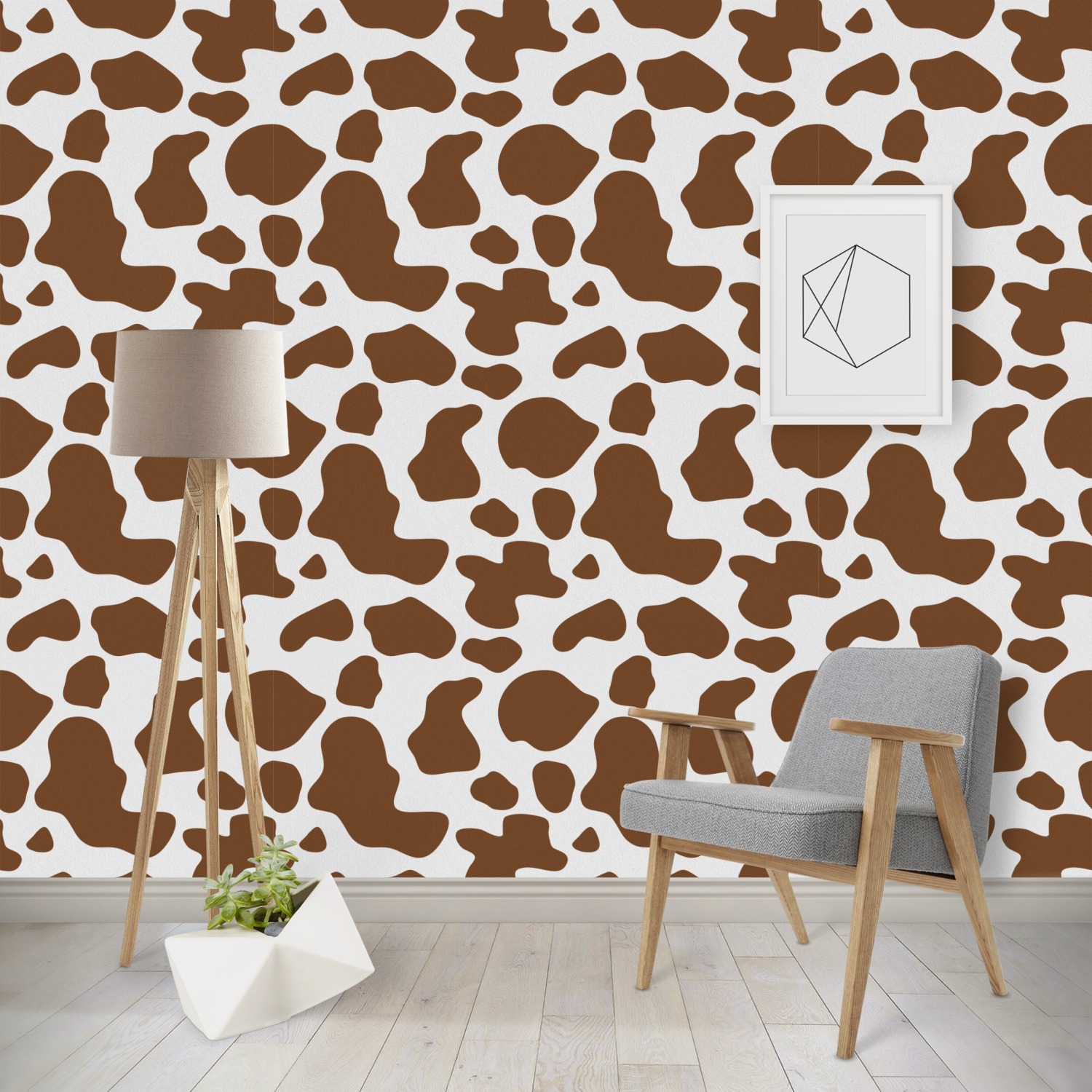LARGE brown cow print fabric - brown cow Wallpaper
