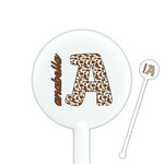 Cow Print 5.5" Round Plastic Stir Sticks - White - Single Sided (Personalized)