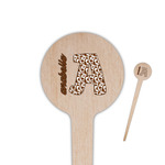 Cow Print 4" Round Wooden Food Picks - Single Sided (Personalized)