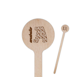 Cow Print 6" Round Wooden Stir Sticks - Single Sided (Personalized)