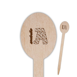 Cow Print Oval Wooden Food Picks - Double Sided (Personalized)
