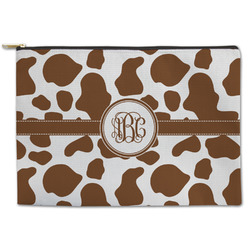 Cow Print Zipper Pouch - Large - 12.5"x8.5" (Personalized)