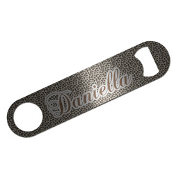 Leopard Print Bar Bottle Opener - Silver w/ Name and Initial