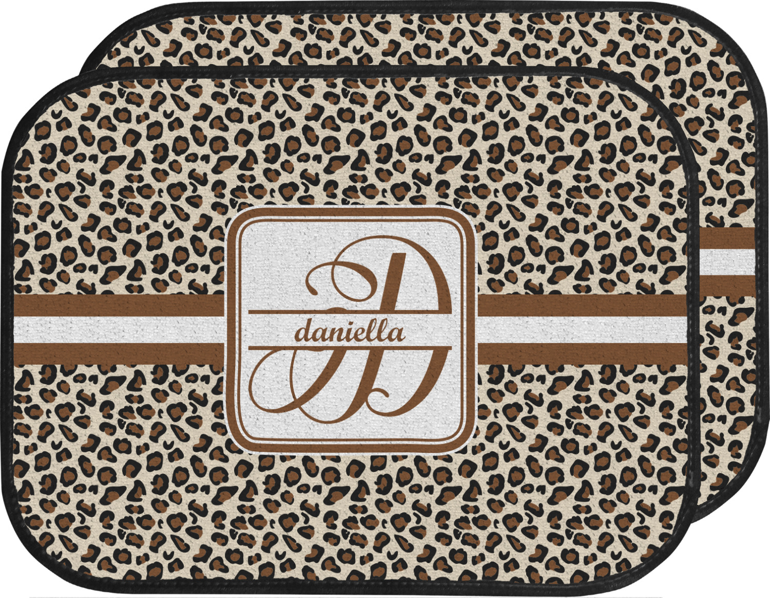 Leopard Print Car Floor Mats Set 2 Front 2 Back Personalized