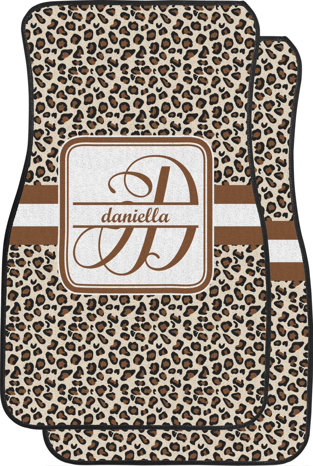 Leopard Print Car Floor Mats Set 2 Front 2 Back Personalized