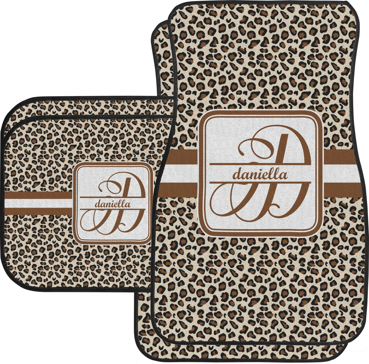 Leopard Print Car Floor Mats Set 2 Front 2 Back Personalized