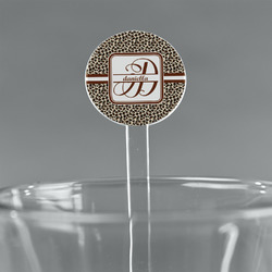 Leopard Print 7" Round Plastic Stir Sticks - Clear (Personalized)